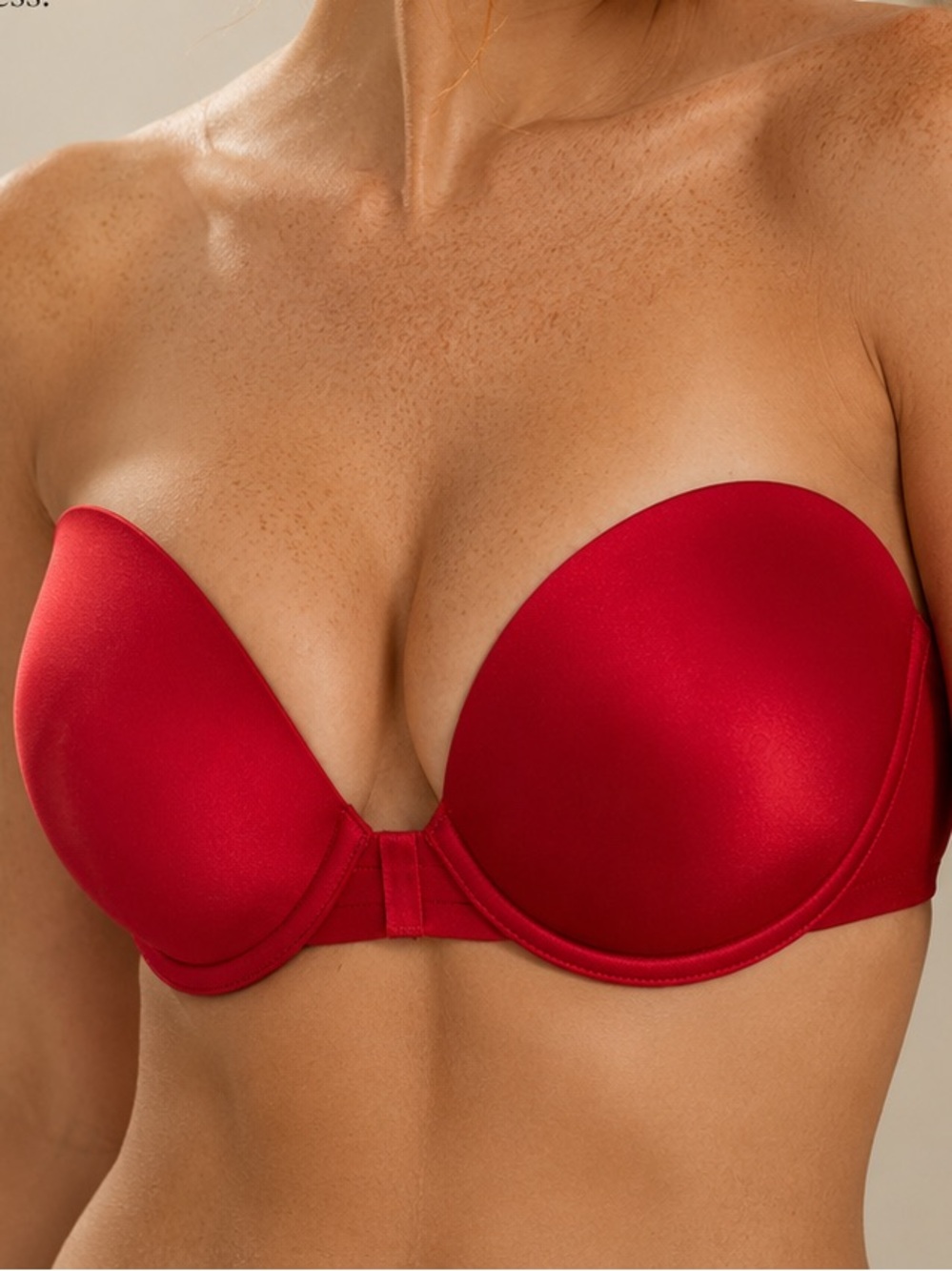2/$28 La Senza Red Strapless Push Up Bra 32DD Convertible Smooth Underwire
